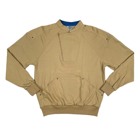 Members Only Other - Members Only Sweater Men's Size Large Tan Pullover Pocket Asymmetrical Zip